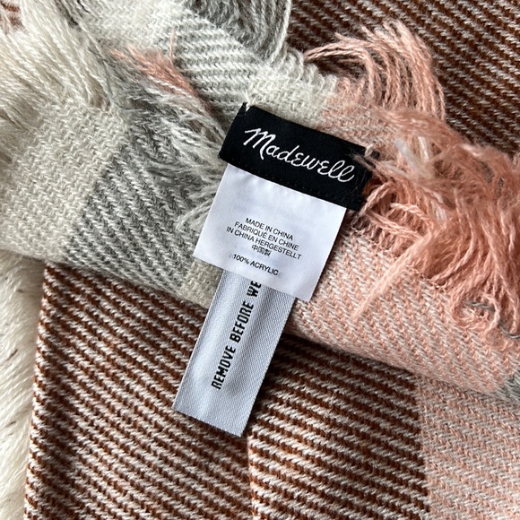 Madewell oversized scarf pink beige O/S - Picture 2 of 4